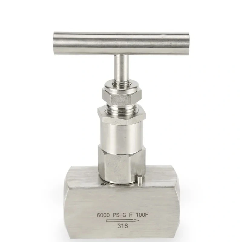 6000psi SS316 1/2 NPT Adjustable Female Straight Ty Needle Valve